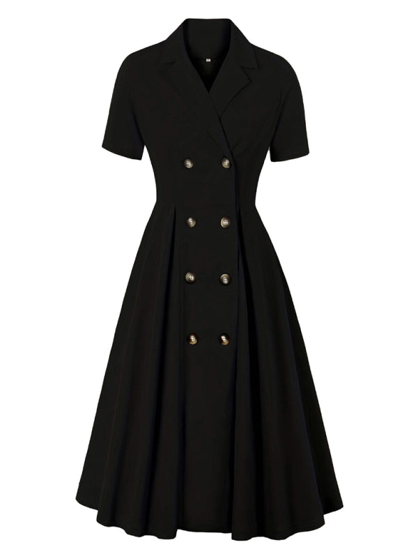Neues, einfarbiges Kleid mit Anzugkragen für Damen