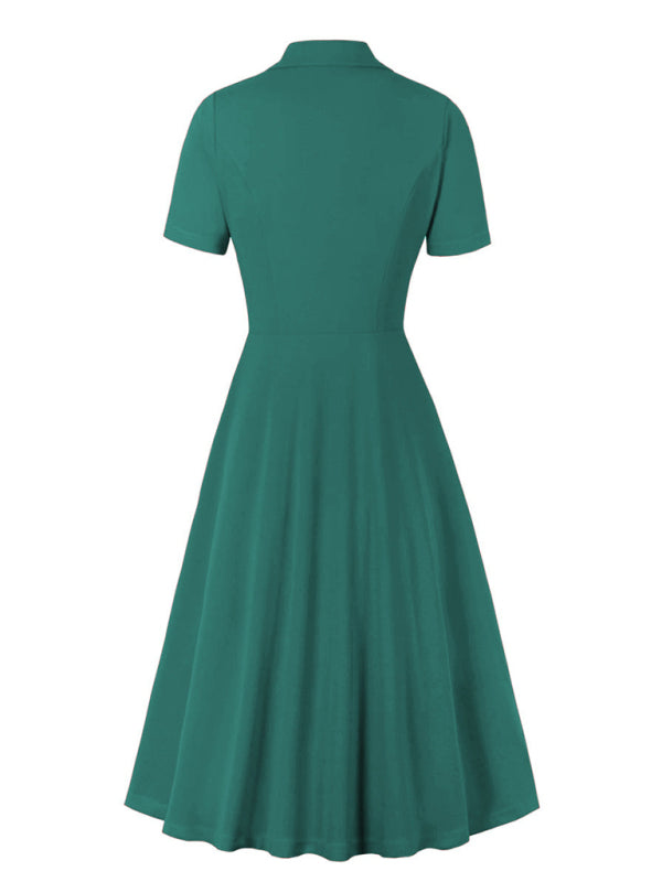 Neues, einfarbiges Kleid mit Anzugkragen für Damen