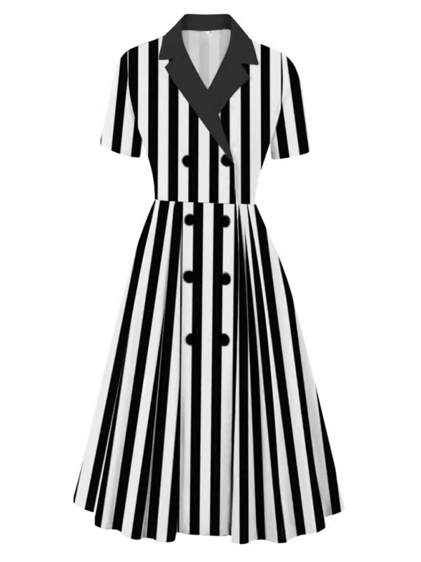 Neues, einfarbiges Kleid mit Anzugkragen für Damen