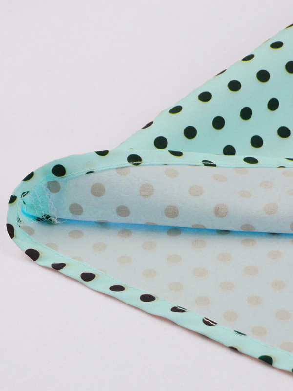 Damen neue Mode Polka Dot Revers Kurzarm Gürtel schlankes Kleid