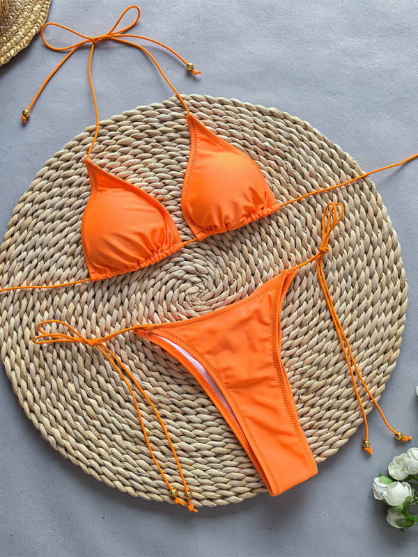 Zweiteiliges Bikini-Set in Unifarbe für Damen