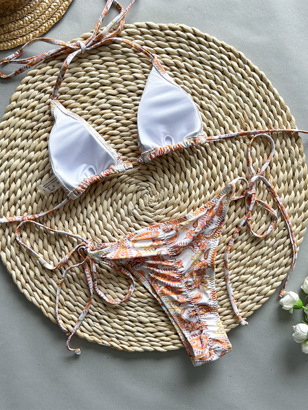 Damen Modischer, sexy Bikini mit bedrucktem Schnürbikini