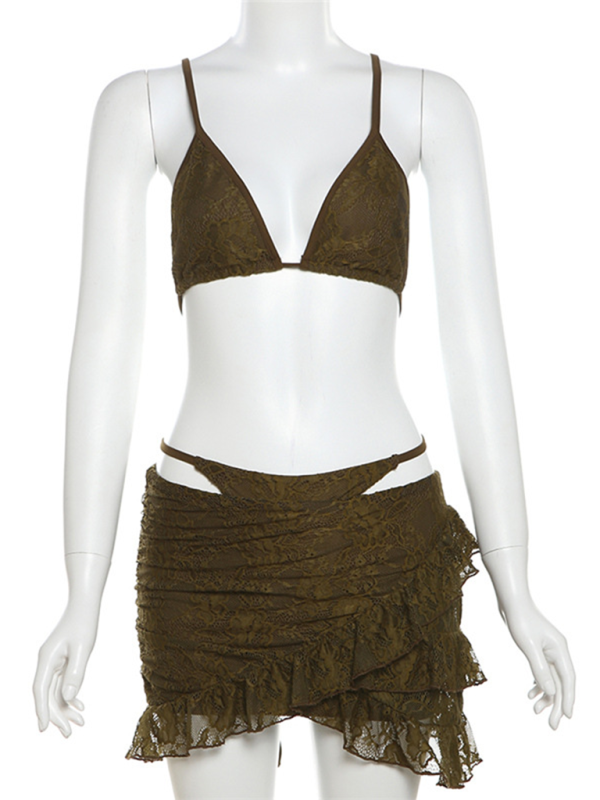 Damen neue mode hot girl hosenträger spitze sexy höschen hüfte rock drei stück anzug