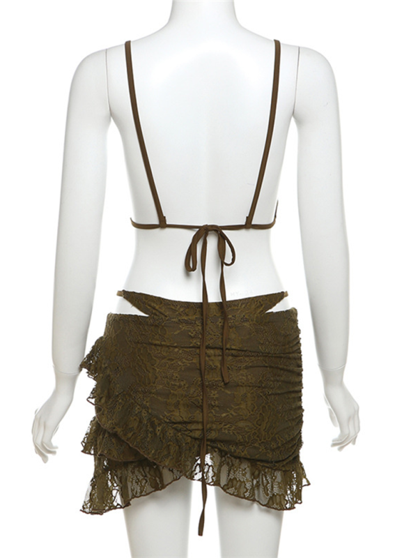Damen neue mode hot girl hosenträger spitze sexy höschen hüfte rock drei stück anzug