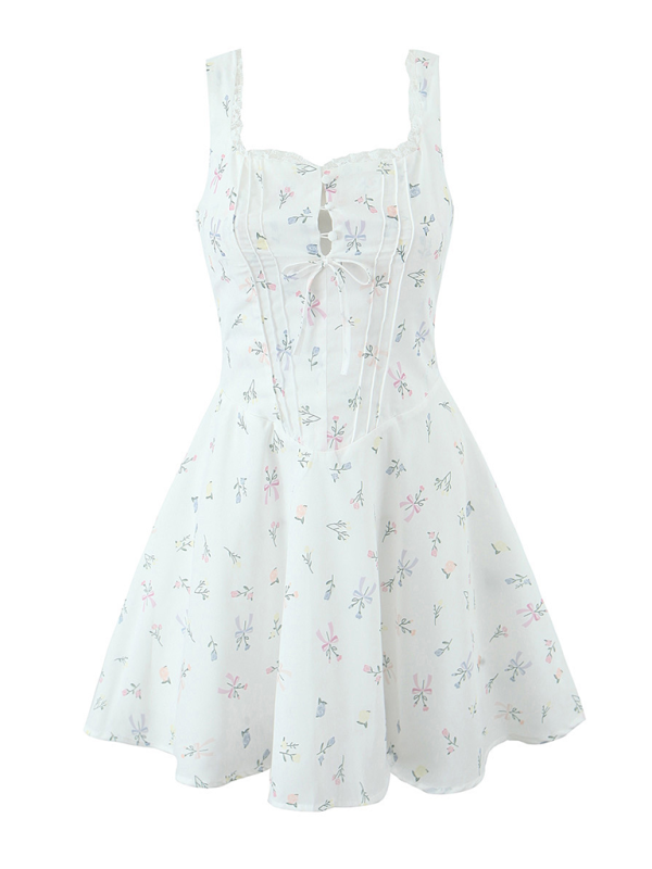 Spitzenkleid mit V-Ausschnitt und Blumenmuster