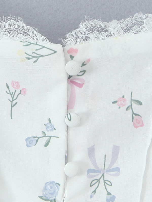 Spitzenkleid mit V-Ausschnitt und Blumenmuster