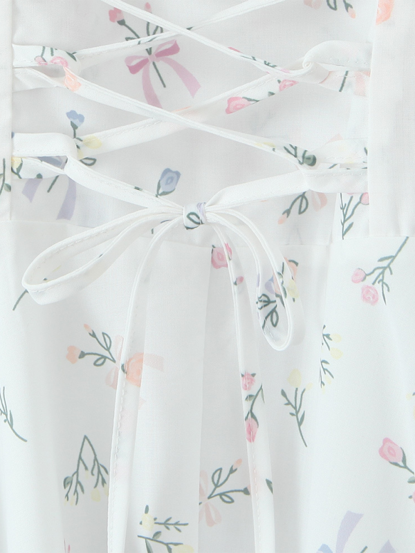 Spitzenkleid mit V-Ausschnitt und Blumenmuster