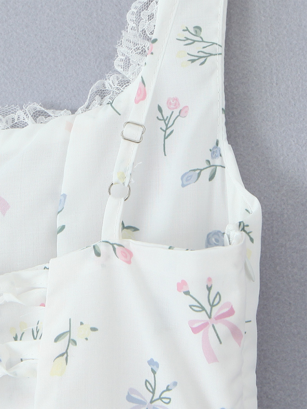 Spitzenkleid mit V-Ausschnitt und Blumenmuster