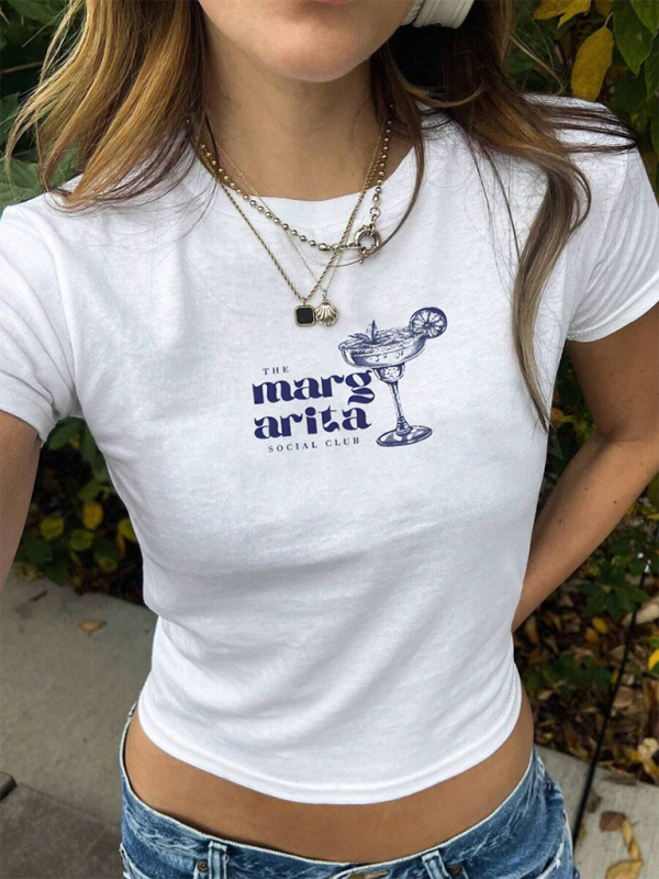 Personalisiertes Weinglas-Druck-Baby-T-Shirt, nabelfreies, kurzärmeliges, vielseitiges T-Shirt