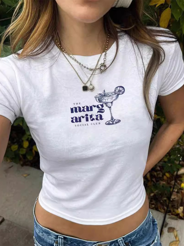 Personalisiertes Weinglas-Druck-Baby-T-Shirt, nabelfreies, kurzärmeliges, vielseitiges T-Shirt