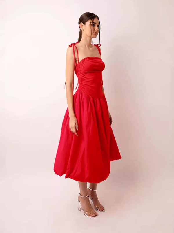 Neues Neckholder-Kleid mit rückenfreiem, ärmellosem, gerafftem Patchwork-Taschenkleid