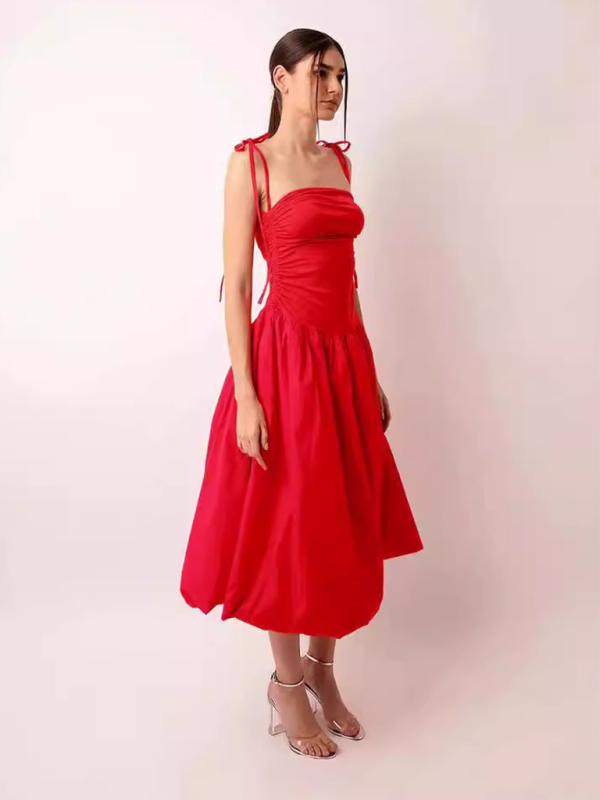 Neues Neckholder-Kleid mit rückenfreiem, ärmellosem, gerafftem Patchwork-Taschenkleid