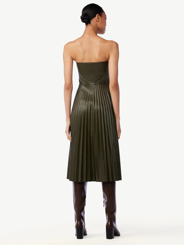 Neues plissiertes Lederkleid mit Tube-Top