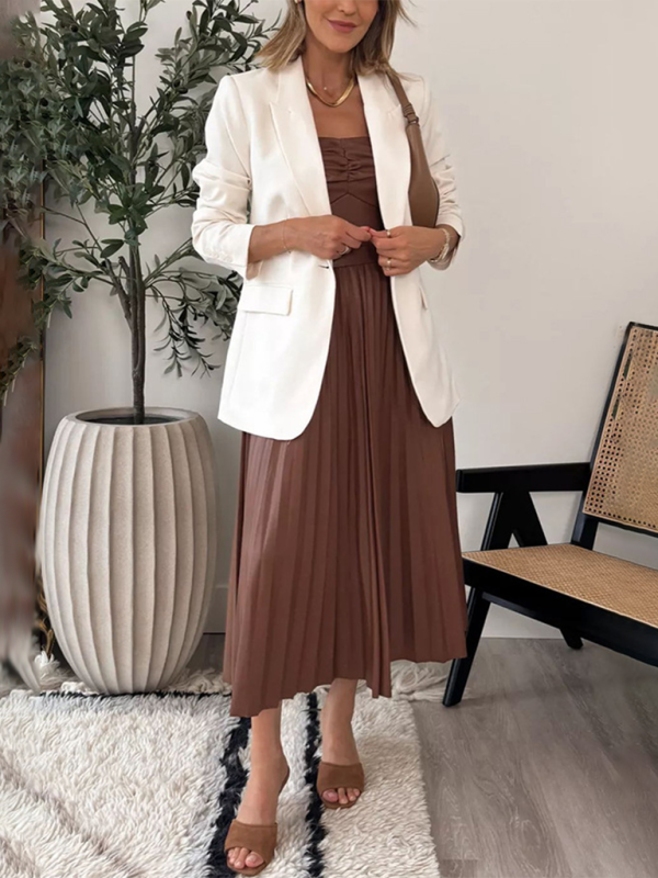 Neues plissiertes Lederkleid mit Tube-Top