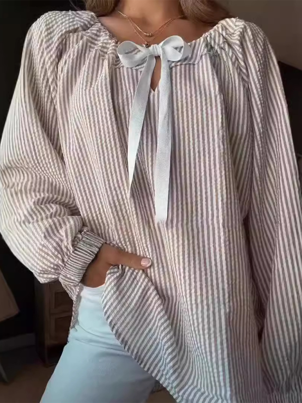 Gestreiftes Top zum Schnüren für Damen