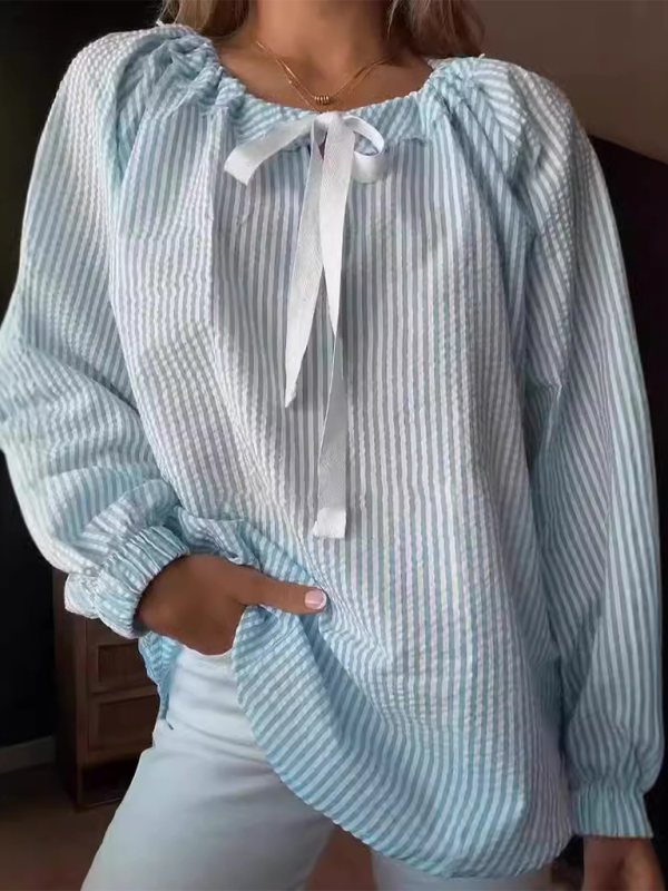 Gestreiftes Top zum Schnüren für Damen