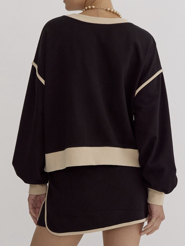 Lockeres Sweatshirt + Shorts mit Halbrock für Damen