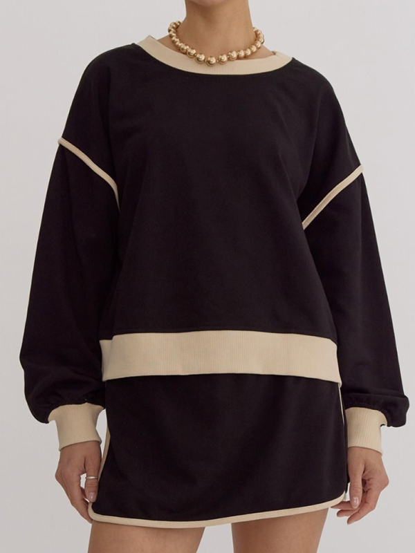 Lockeres Sweatshirt + Shorts mit Halbrock für Damen