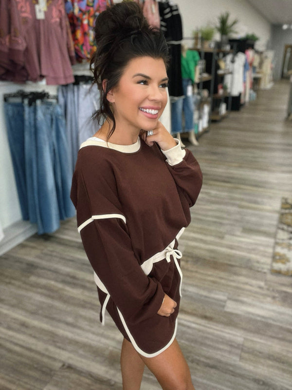 Lockeres Sweatshirt + Shorts mit Halbrock für Damen