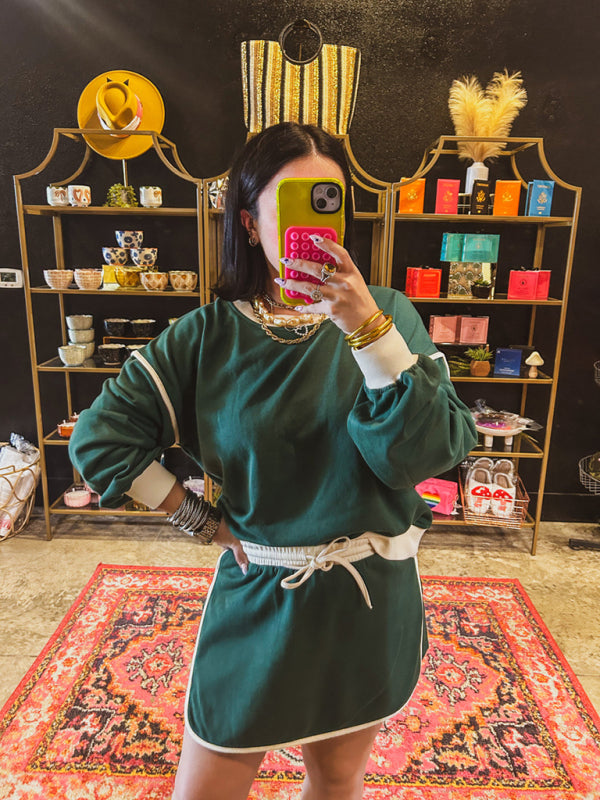 Lockeres Sweatshirt + Shorts mit Halbrock für Damen