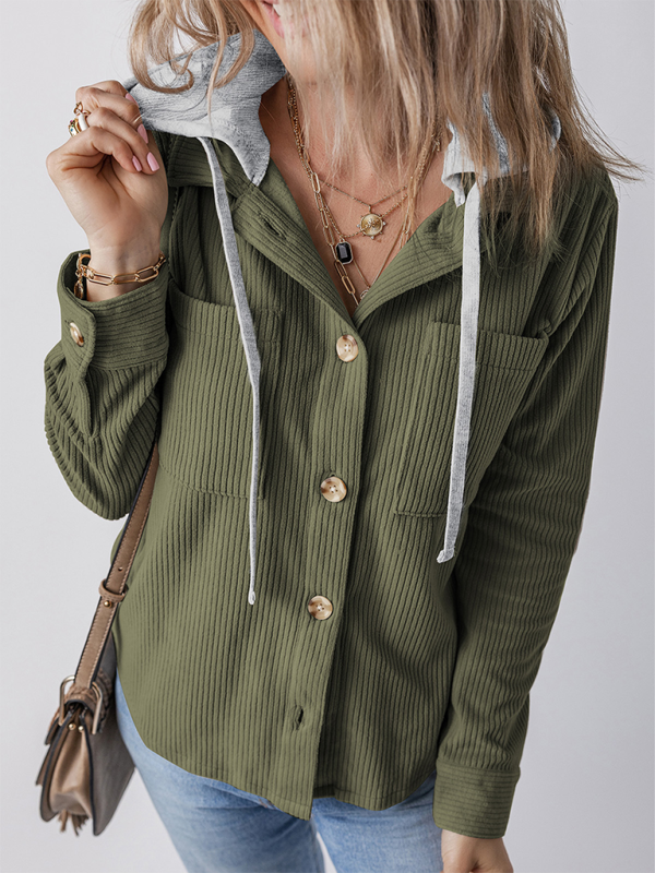 Damen Revers mit Knopfleiste Strickjacke mit Hemdjacke