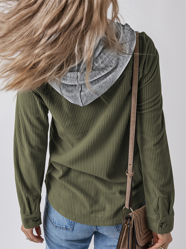 Damen Revers mit Knopfleiste Strickjacke mit Hemdjacke