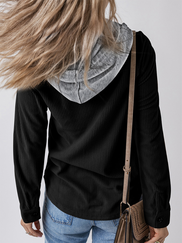 Damen Revers mit Knopfleiste Strickjacke mit Hemdjacke