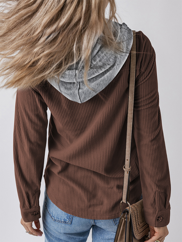 Damen Revers mit Knopfleiste Strickjacke mit Hemdjacke