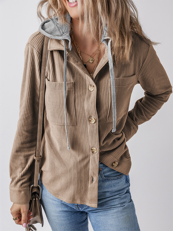 Damen Revers mit Knopfleiste Strickjacke mit Hemdjacke