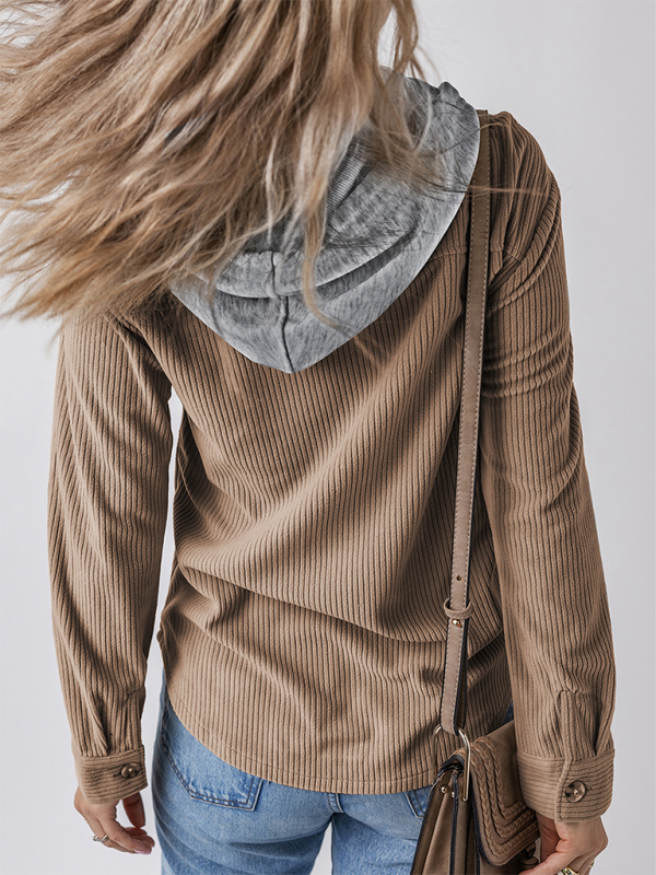Damen Revers mit Knopfleiste Strickjacke mit Hemdjacke