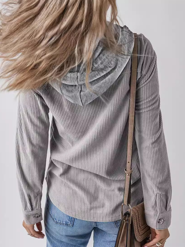 Damen Revers mit Knopfleiste Strickjacke mit Hemdjacke