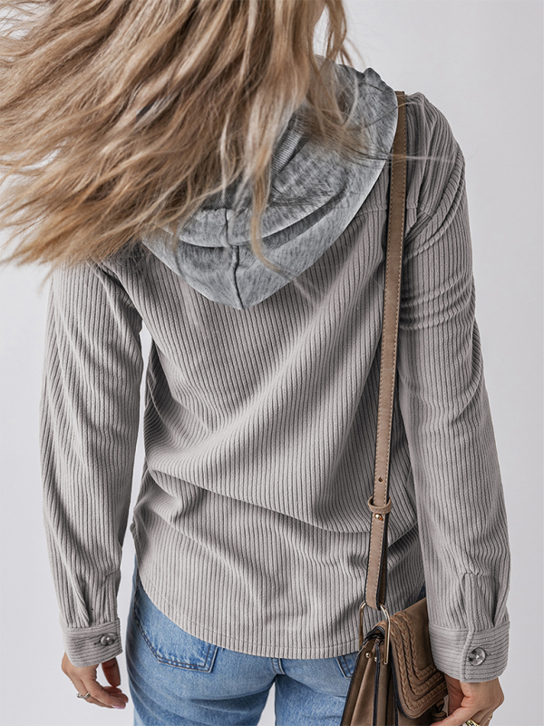 Damen Revers mit Knopfleiste Strickjacke mit Hemdjacke