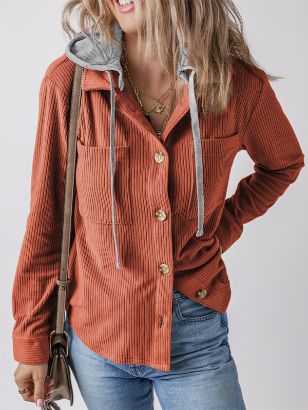Damen Revers mit Knopfleiste Strickjacke mit Hemdjacke