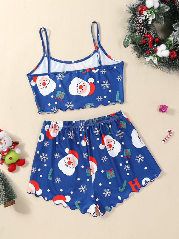 Blue Santa Claus and snowflake loungewear set