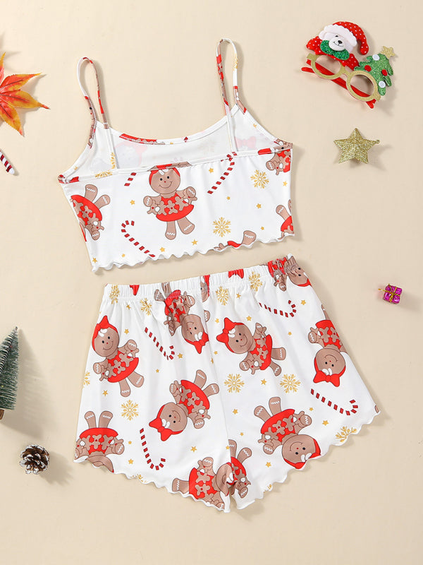 Christmas snowflake print two-piece loungewear set back