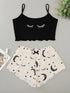 Eyelash print camisole with star moon shorts set