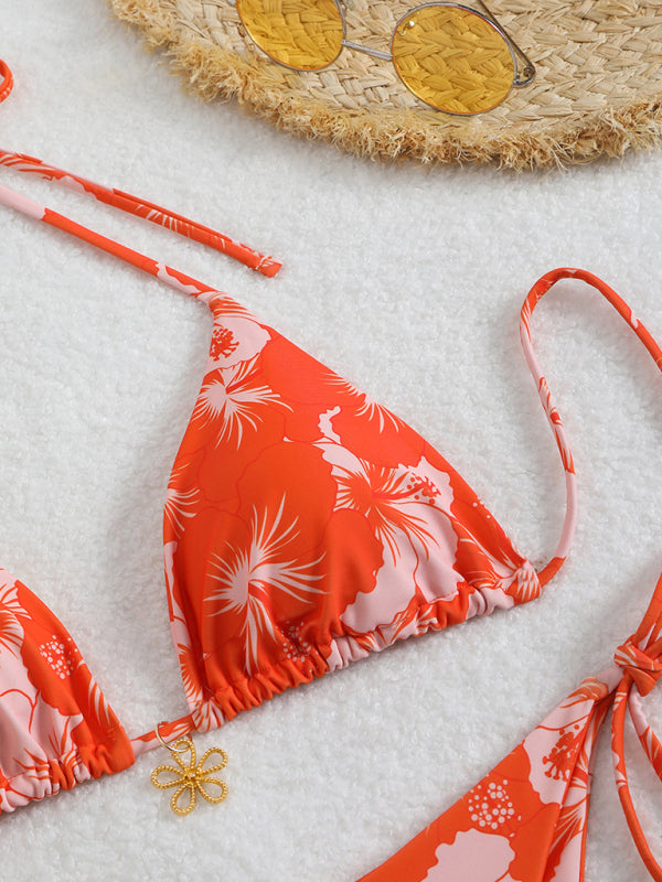 Floral print halterneck bikini