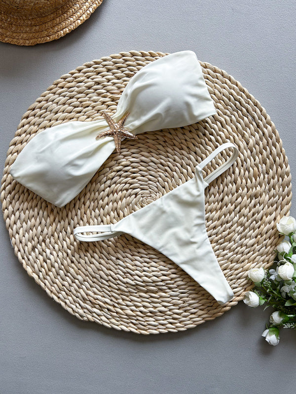 Starfish solid color bandeau bikini