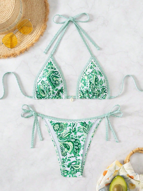 Sexy bikini set with multi-color floral print