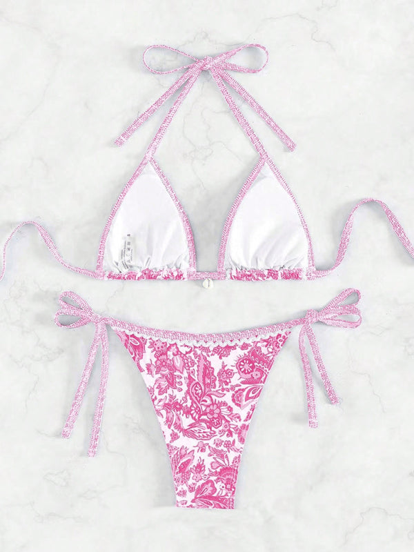Sexy bikini set with multi-color floral print