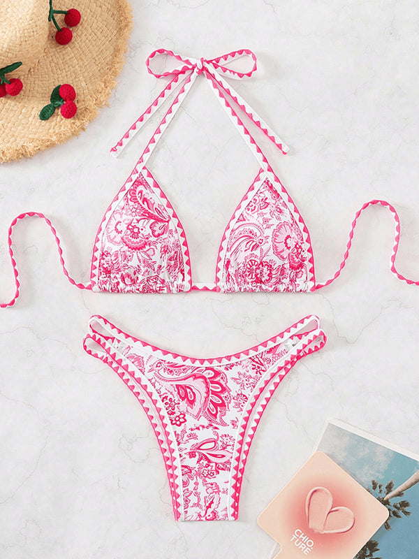 Printed halterneck sexy bikini