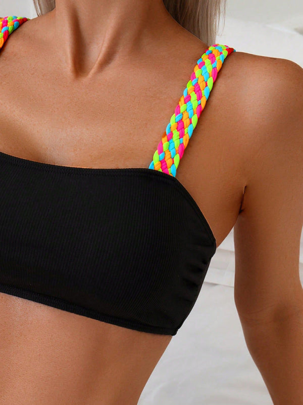 Multicolor mixed style braided bikini