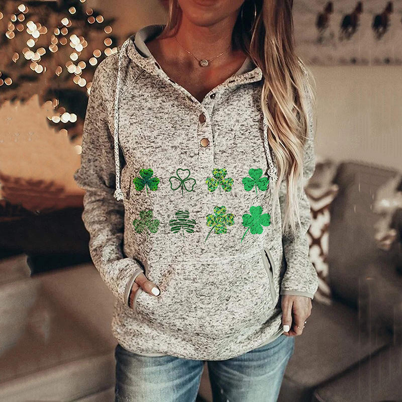 Irish Day sweatshirt featuring various shamrocks