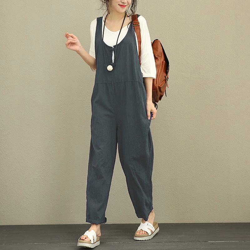 Gray casual loose jumpsuit for women