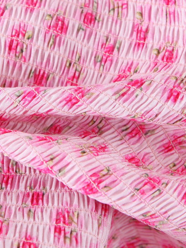 Neues, elastisches Kleid mit rosafarbenen Trägern im französischen Festtagsstil mit Rüschen und mehrlagigem Body