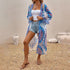Blue lace cardigan cover-up with floral design