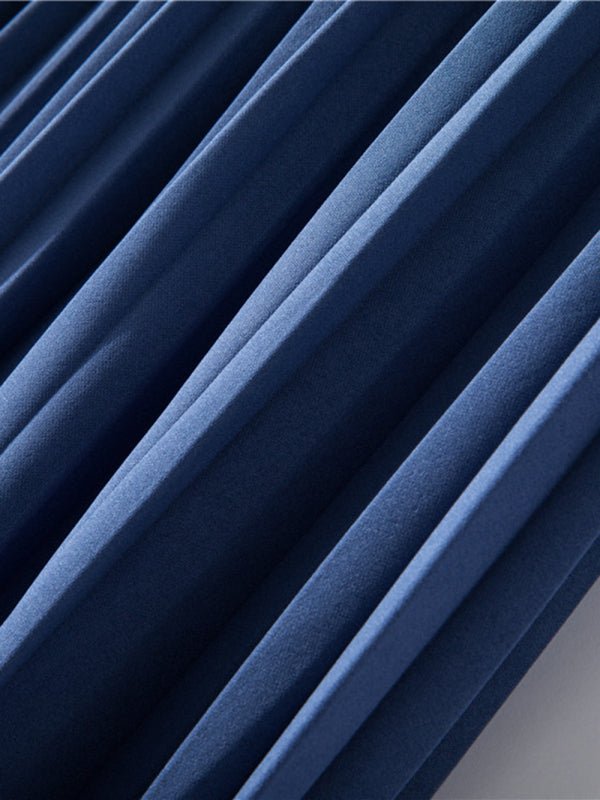 Jupe plissée mi-longue ceinture haute jupe trapèze polyvalente