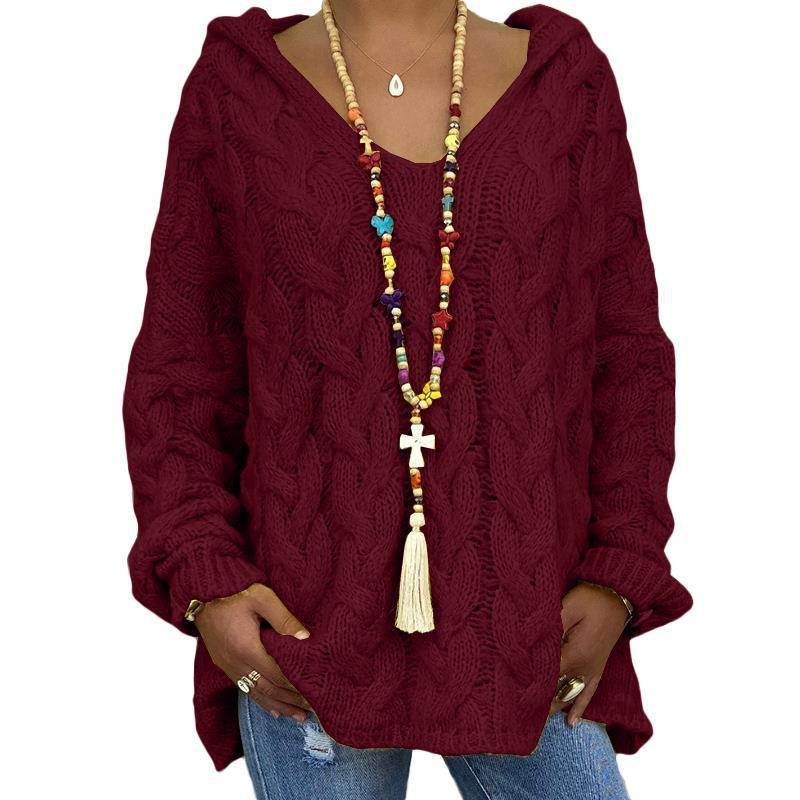Pull ample à capuche et manches longues pour femme