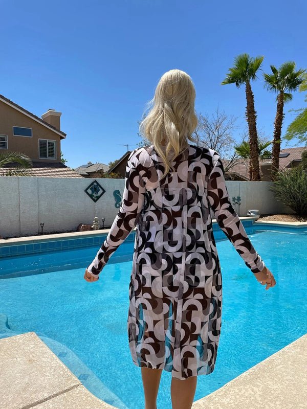 Bikini trois pièces fendu, taille haute, manches longues, chemisier avec cordon de serrage