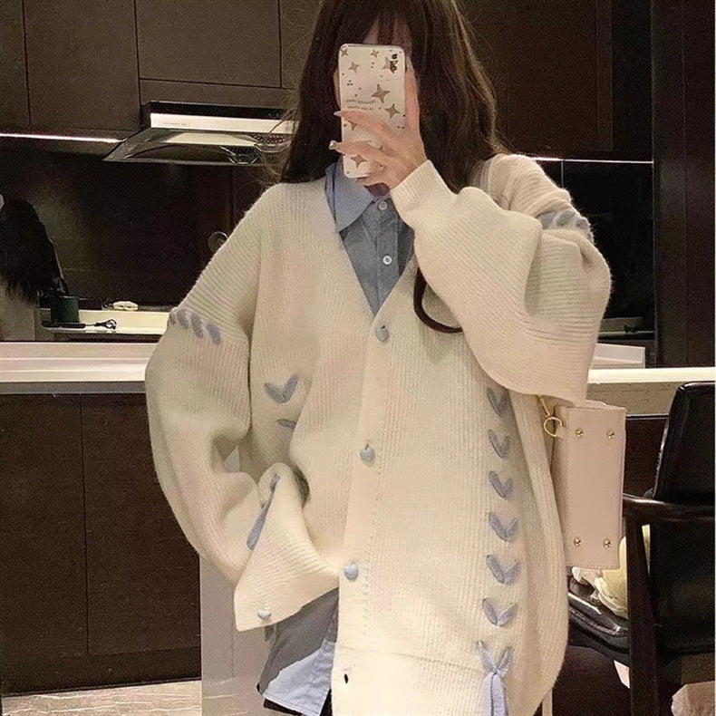 Lockere, lässige Strickjacke für Damen zum Binden